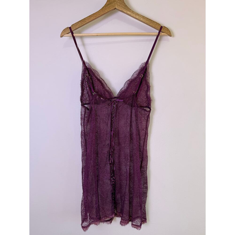 Sheer Purple Lace Babydoll Slip Dress Lingerie Romantic Goth Fairy - Picture 5 of 9